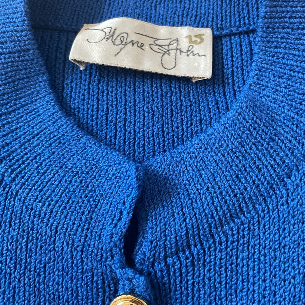 ST. JOHN Vintage Ultra Rare Script 80's Label Santana Knit Blue Jumpsuit Size 6? - Picture 5 of 9